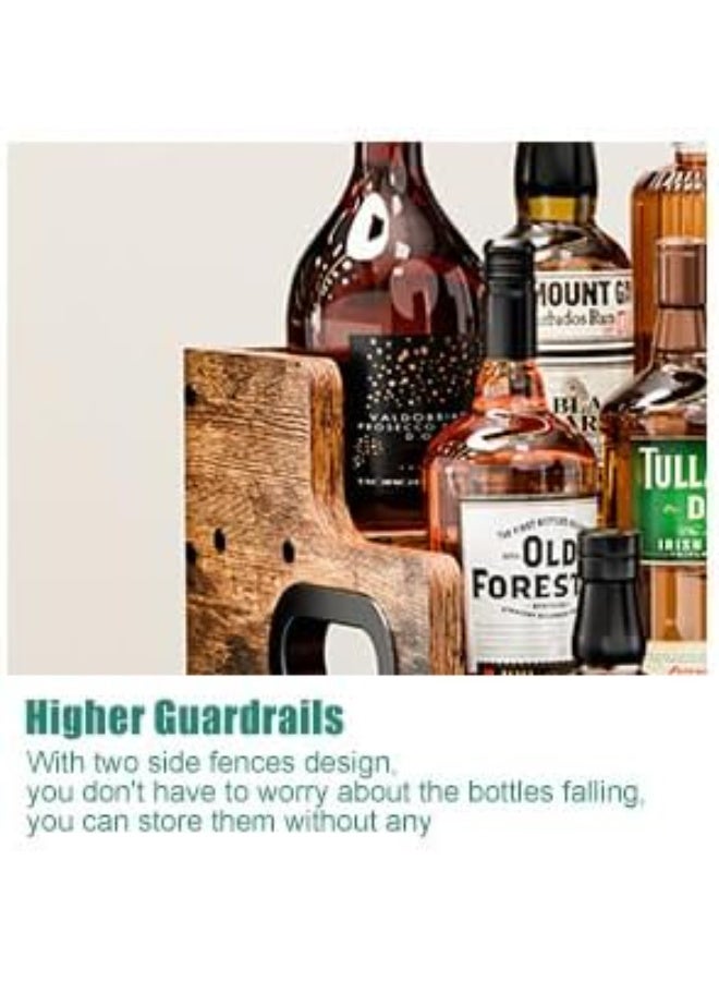 SFENG Liquor Bottle Display Shelf, Coffee Syrup Rack Organizer, 3 Step Countertop Liquor Wine Rack, mini bar,liquor cabinet, Home Retro Bar Shelf Stand for Liquor Whiskey, Spirits, Brown, GL-06 - Image 5